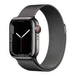 Apple Watch Series 7 GPS Cellular 41 Mm Acier Inoxydable Graphite Avec Bracelet Milanais