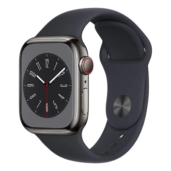 Apple Watch Series 8 GPS + Cellular 41 Mm Acier Inoxydable Graphite Avec Bracelet Sport Minuit 3 Apple Watch Series 8 GPS + Cellular 41 Mm Acier Inoxydable Graphite Avec Bracelet Sport Minuit