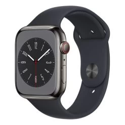 Apple Watch Series 8 GPS + Cellular 45 Mm Acier Inoxydable Graphite Avec Bracelet Sport Minuit