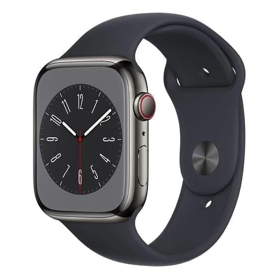 Apple Watch Series 8 GPS + Cellular 45 Mm Acier Inoxydable Graphite Avec Bracelet Sport Minuit 3 Apple Watch Series 8 GPS + Cellular 45 Mm Acier Inoxydable Graphite Avec Bracelet Sport Minuit