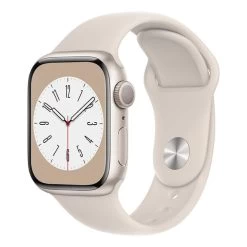 Apple Watch Series 8 GPS 41 Mm Aluminium Blanc Avec Bracelet Sport Blanc étoiles