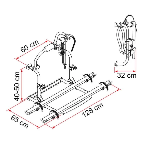 Porte-vélos Fiamma CL Pour 2/3 Vélos Gris Argenté Noir Rouge 4 Porte-vélos Fiamma CL Pour 2/3 Vélos Gris Argenté Noir Rouge – Image 2