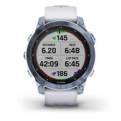 Garmin Fenix 7 Sapphire Solar Bleu Titane Avec Bracelet Blanc -Sport Équipements Magasin ga 010 02540 25 004