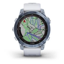 Garmin Fenix 7 Sapphire Solar Bleu Titane Avec Bracelet Blanc -Sport Équipements Magasin ga 010 02540 25 006
