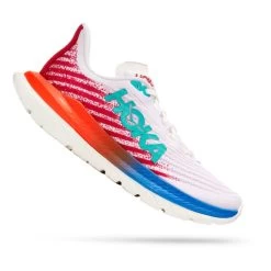 Chaussures HOKA Mach 5 Blanc Rouge Bleu Marine Femme