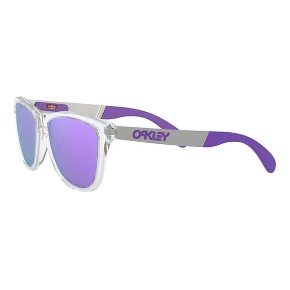 Lunettes Oakley Frogskins Mix Splatter Polished Clear Avec Verres Prizm Violet Polarized 4 Lunettes Oakley Frogskins Mix Splatter Polished Clear Avec Verres Prizm Violet Polarized – Image 2